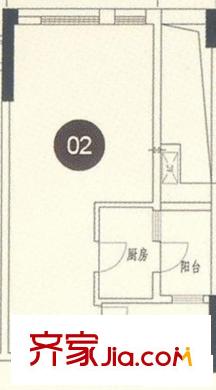 金茂華美達(dá)廣場(chǎng)戶型圖2號(hào)樓標(biāo)準(zhǔn)層02-05 10-13戶型 1室1衛(wèi)1廚