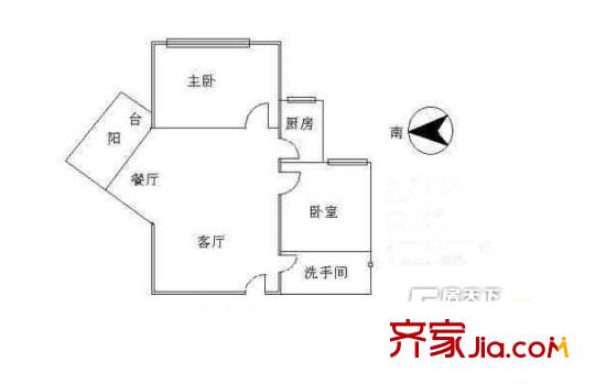 天城大廈戶型圖2室1廳 戶型圖 