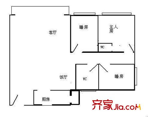 親仁紅棉大廈戶型圖紅棉大廈（親仁） 3室 戶型圖 3室2廳2衛(wèi)1廚