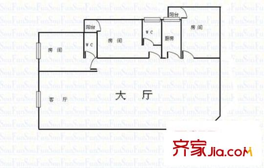 親仁紅棉大廈戶型圖紅棉大廈（親仁） 3室 戶型圖 3室2廳2衛(wèi)1廚