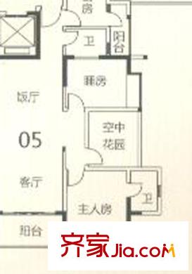 頤澳公園印象戶型圖2座05單元 2室2廳2衛(wèi)1廚
