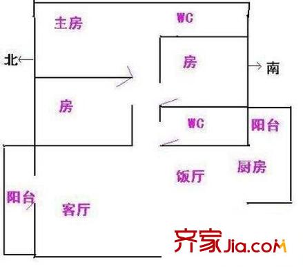 海景大廈戶型圖3室2廳戶型圖 3室2廳2衛(wèi)1廚