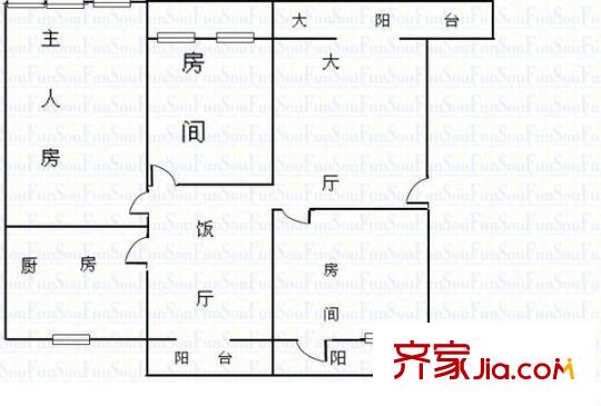 海景大廈戶型圖3室2廳戶型圖 3室2廳1衛(wèi)1廚