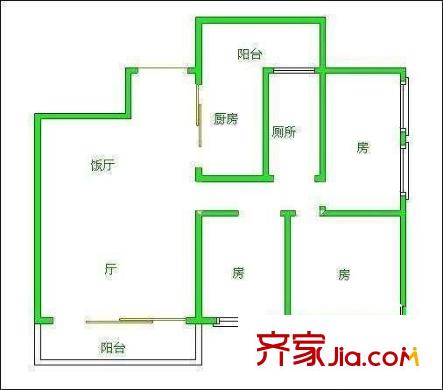德興大廈 3室 戶型圖