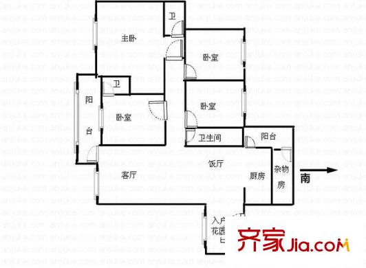 德興大廈 4室 戶型圖