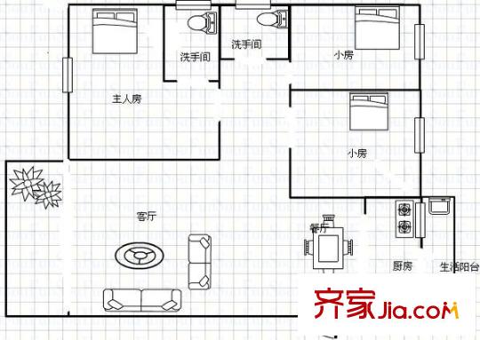 長(zhǎng)信花園 3室 戶型圖