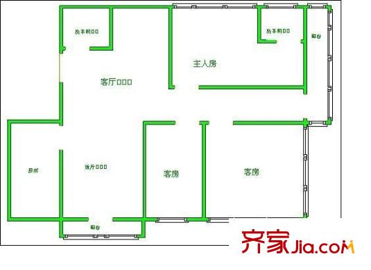 柏麗花園 3室 戶型圖