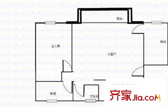 松濤苑戶型圖2室1廳戶型圖 2室1廳1衛(wèi)1廚