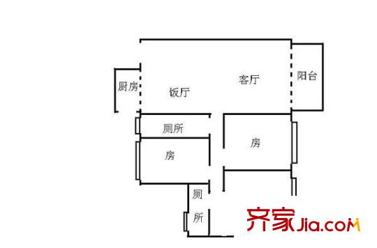 松濤苑戶(hù)型圖3室2廳戶(hù)型圖 3室2廳2衛(wèi)1廚