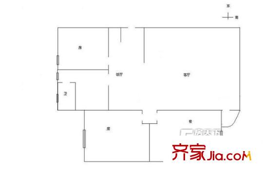 十六街小區(qū)戶型圖三室兩廳戶型圖 3室2廳1衛(wèi)1廚
