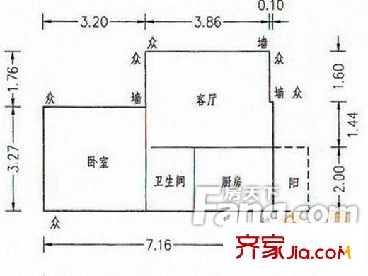 翠擁豪庭戶型圖1室1廳戶型圖 1室1廳1衛(wèi)1廚