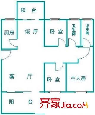 鹽步富景花園戶型圖富景花園(鹽步) 3室 戶型圖 3室2廳2衛(wèi)1廚