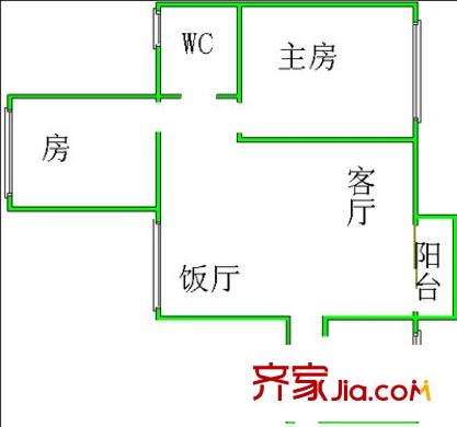 龍珠花園戶型圖兩室兩廳戶型圖 2室2廳1衛(wèi)1廚