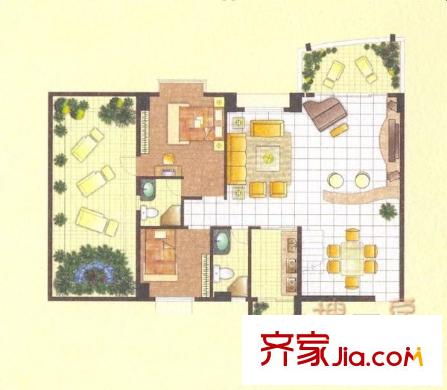 俊景花園A區(qū) 3室 戶型圖