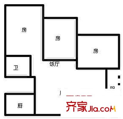 連云小區(qū) 3室 戶型圖