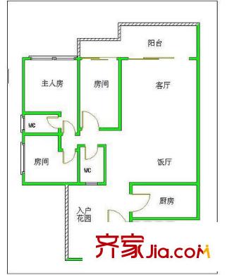 樂陶居戶型圖三室兩廳戶型圖 3室2廳2衛(wèi)1廚