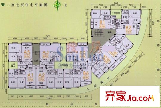 林峰雅居戶型圖二-七層住宅平面圖 