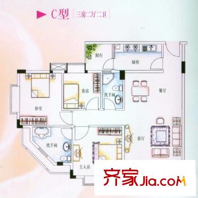 林峰雅居 3室 戶型圖