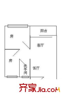 龍珠花園戶型圖兩室一廳戶型圖 2室1廳1衛(wèi)1廚