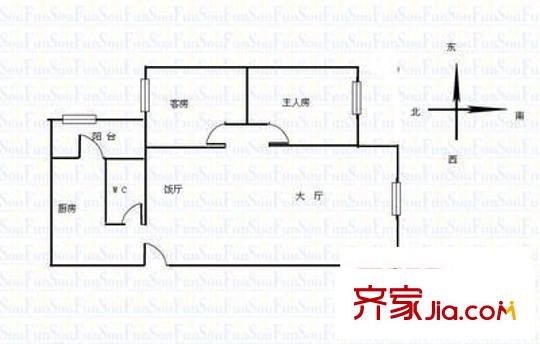 海景大廈戶型圖2室2廳戶型圖 2室2廳1衛(wèi)1廚