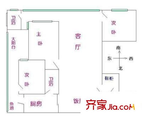 德興大廈 3室 戶型圖