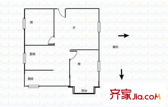 德興大廈 2室 戶型圖