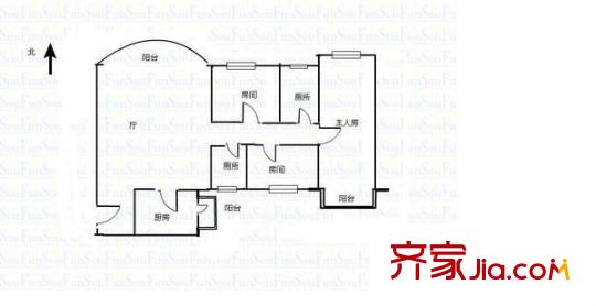 德興大廈 3室 戶型圖