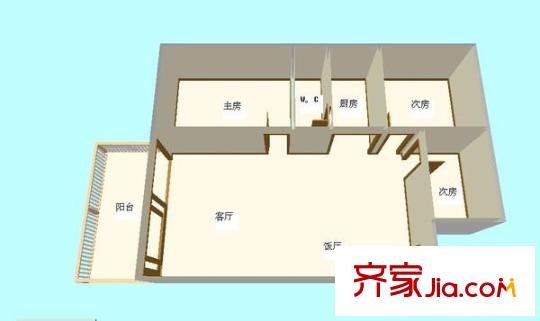 長信花園 2室 戶型圖