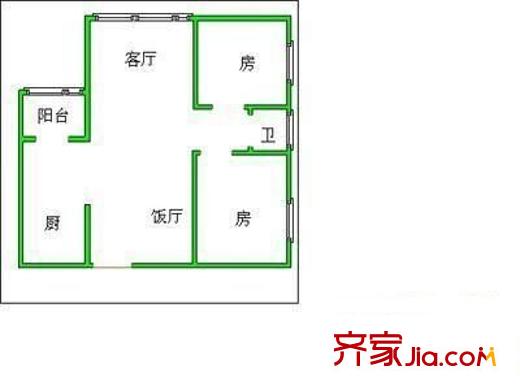 柏麗花園 2室 戶型圖