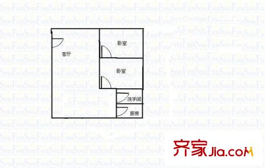 柏麗花園 2室 戶型圖