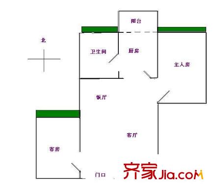 柏麗花園 2室 戶型圖