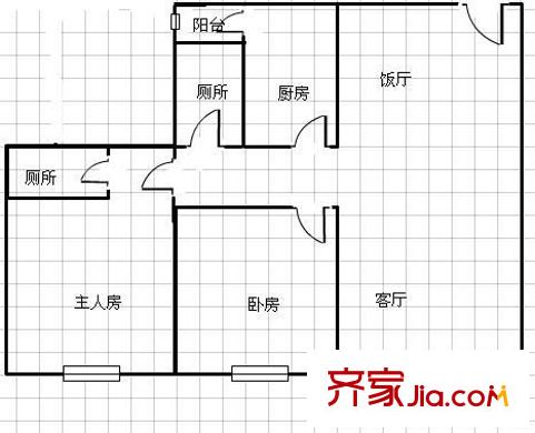 海朗名軒戶型圖兩室兩廳戶型圖 2室2廳1衛(wèi)1廚
