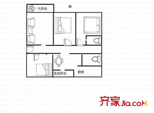 華興樓戶型圖三室兩廳戶型圖 3室2廳2衛(wèi)1廚