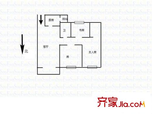 華興樓戶型圖三室一廳戶型圖 3室1廳1衛(wèi)1廚
