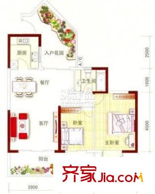河景苑 2室 戶型圖