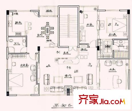 德昌樓戶型圖3室2廳2衛(wèi)1廚 3室2廳2衛(wèi)1廚