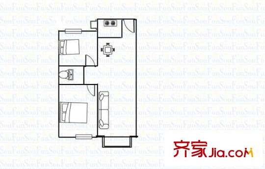 俊景花園A區(qū) 2室 戶型圖