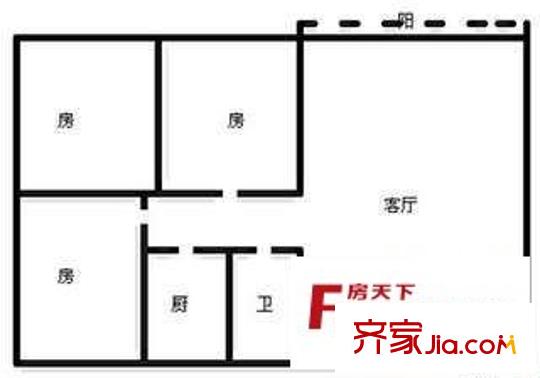 連云小區(qū) 3室 戶型圖