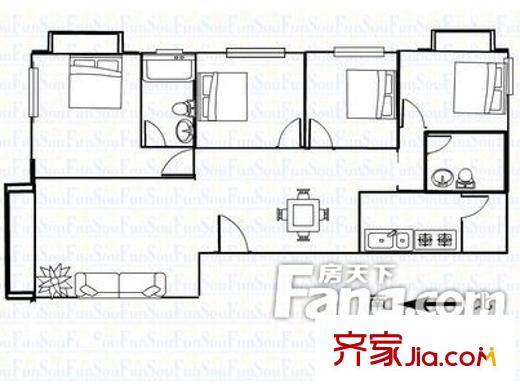 樂(lè)陶居戶(hù)型圖四室兩廳戶(hù)型圖 4室2廳2衛(wèi)1廚