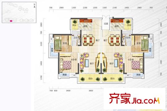 港宏世家12座05、06單元（3-16層） 75平方米 2室2廳1衛(wèi)1廚