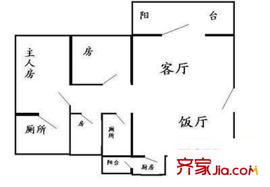城南新區(qū)戶型圖3室2廳戶型圖 3室2廳2衛(wèi)1廚