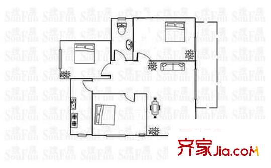 碧云軒戶型圖3室1廳 戶型圖 3室1廳2衛(wèi)1廚