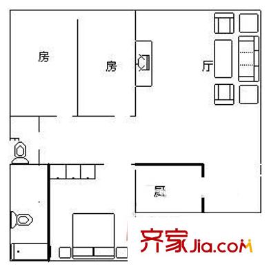 紅星路小區(qū)戶型圖3室1廳戶型圖 3室1廳2衛(wèi)1廚