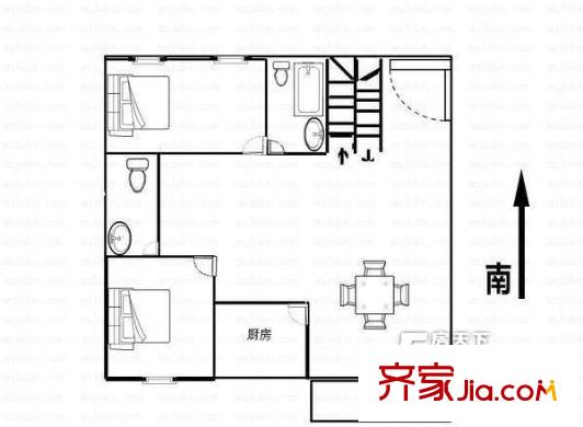 紅星路小區(qū)戶型圖2室1廳戶型圖 2室1廳2衛(wèi)1廚