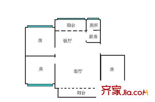 大瀝供銷社小區(qū)戶型圖3室2廳戶型圖 3室2廳1衛(wèi)1廚