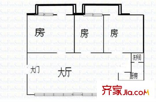 運(yùn)通大廈 3室 戶型圖
