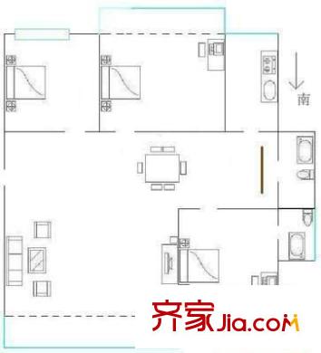君寧大廈 3室2廳 戶(hù)型圖
