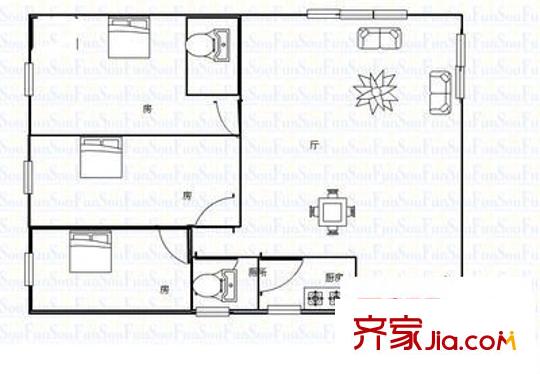 君寧大廈 2室2廳 戶(hù)型圖