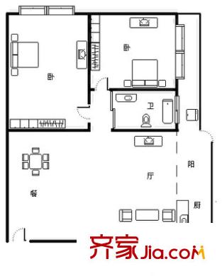 金湖廣場(chǎng) 2室 戶型圖