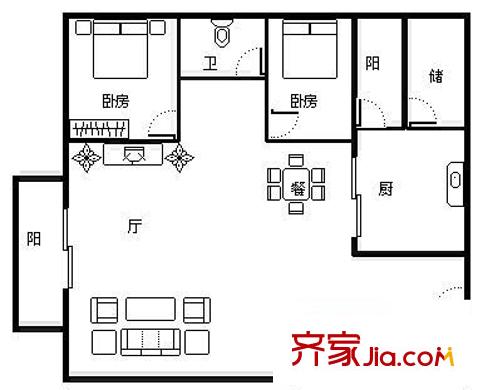 華柏雅苑戶型圖三室兩廳戶型圖 3室2廳2衛(wèi)1廚
